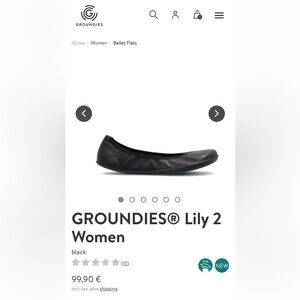 Groundies Lily 2 barefoot black flats size 40